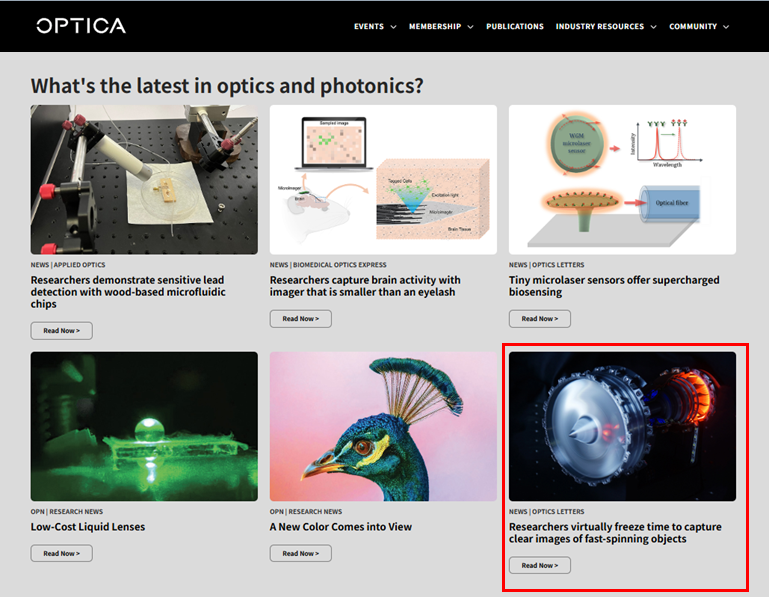 美国光学学会在官网(www.optica.org)首页刊登该工作的新闻报道 配图1